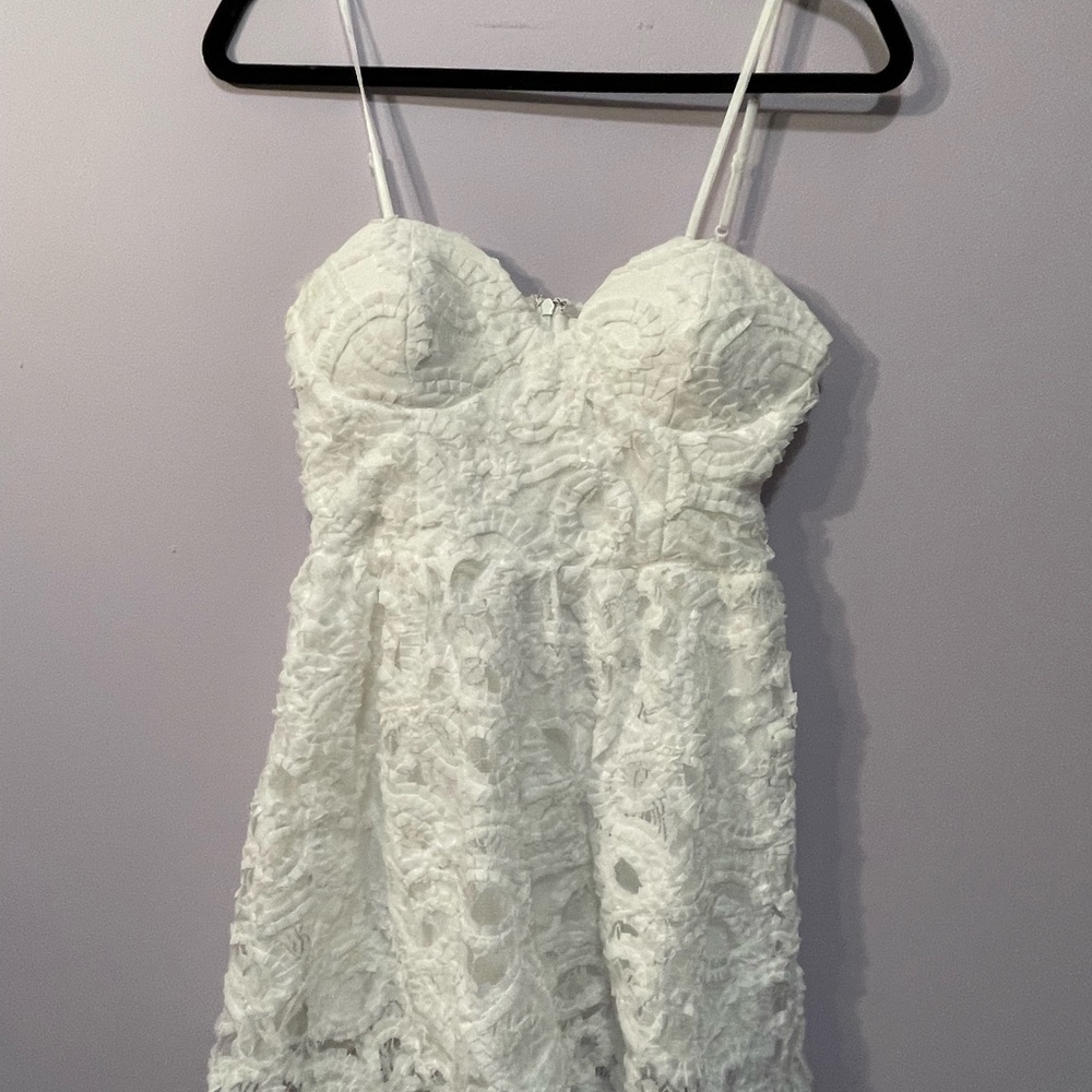 NWT Nana Macs White Scalloped Lace Mini Dress perfect for Sorority Rush- Size S